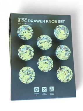 Crystal Drawer Knob Set - Clear Crystal Cabinet Pulls (8 PC)